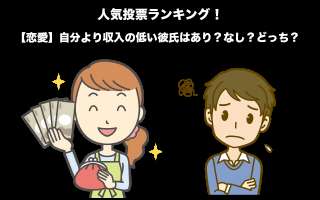 【恋愛】自分より収入の低い彼氏はあり？なし？どっち？人気投票！