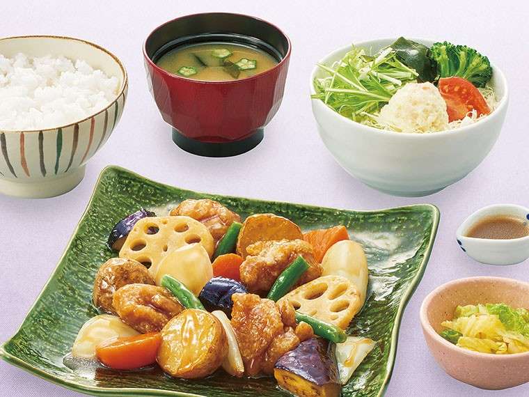 鶏と野菜の黒酢あん定食