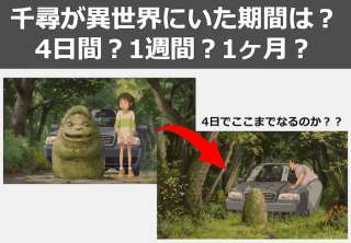 【千と千尋の神隠し】別世界にいた時間は何日間？車のほこりや潮の満ち引きに注目！皆の意見を人気投票！