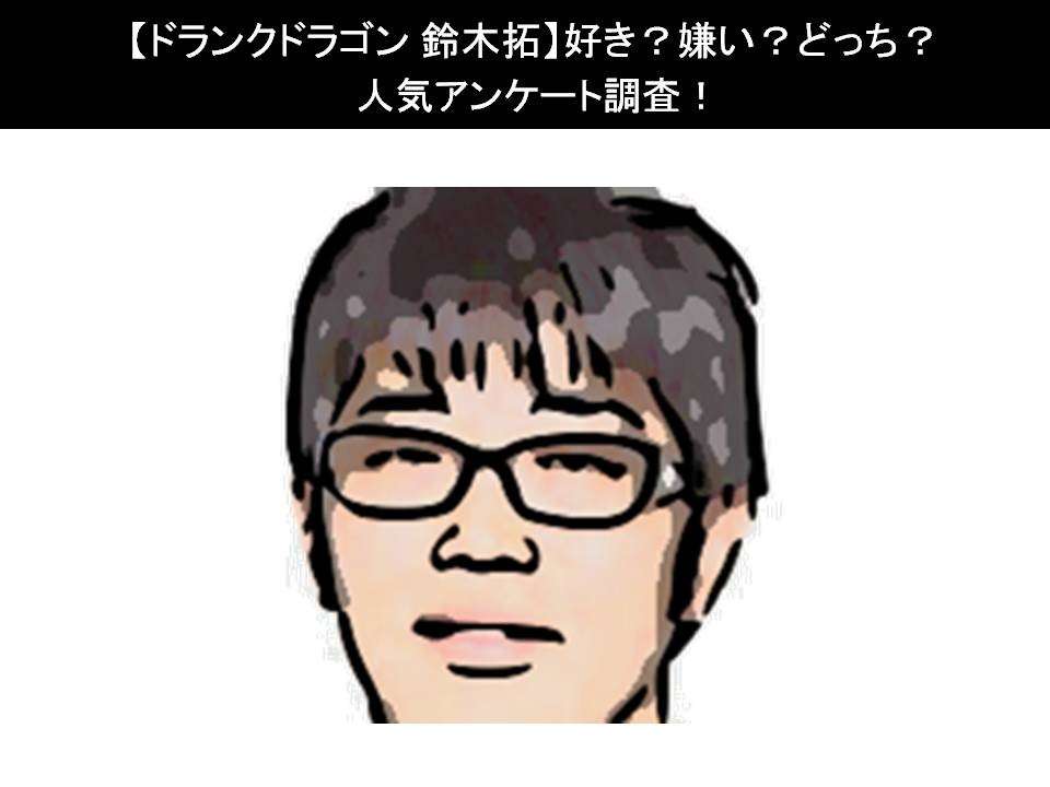 【ドランクドラゴン 鈴木拓】好き？嫌い？どっち？人気アンケート調査！