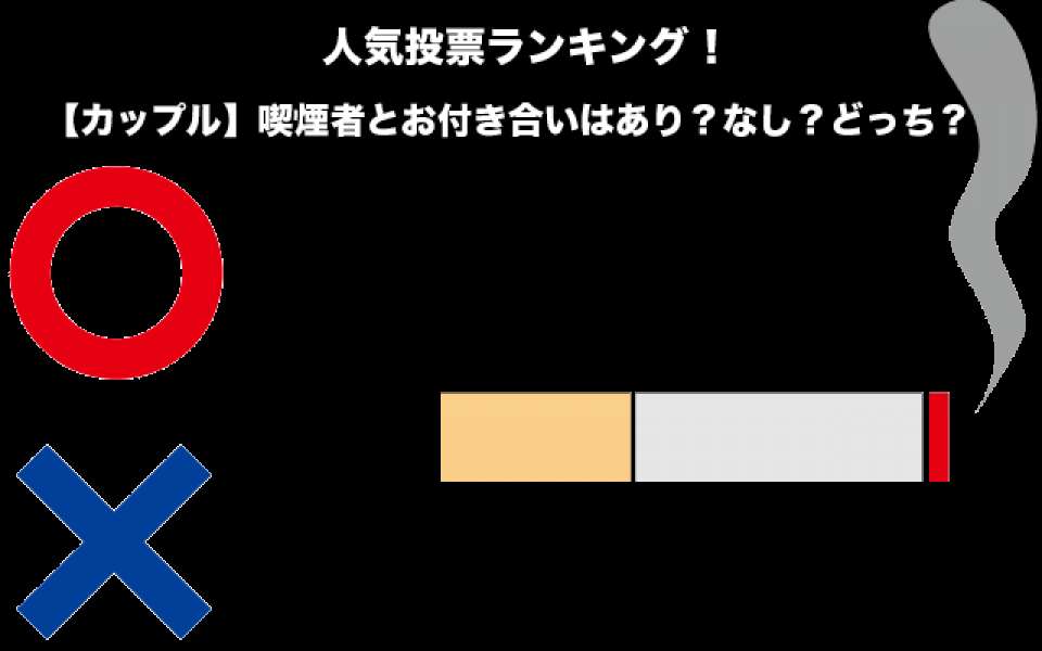 【カップル】喫煙者とお付き合いはあり?なし?どっち?人気投票ランキング中!