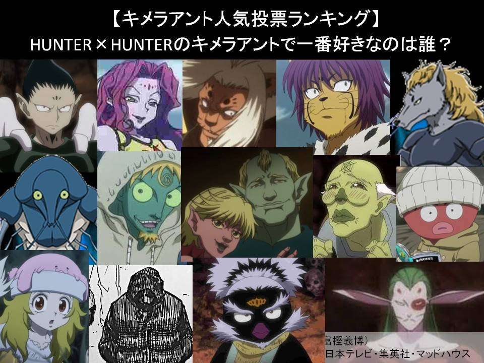 【キメラアント人気投票ランキング】HUNTER×HUNTERのキメラアントで一番好きなのは誰?人気アンケート調査!