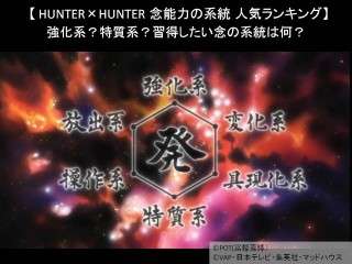 【HUNTER×HUNTER 念能力の系統 人気ランキング】強化系？特質系？習得したい念の系統は何？人気アンケート調査！