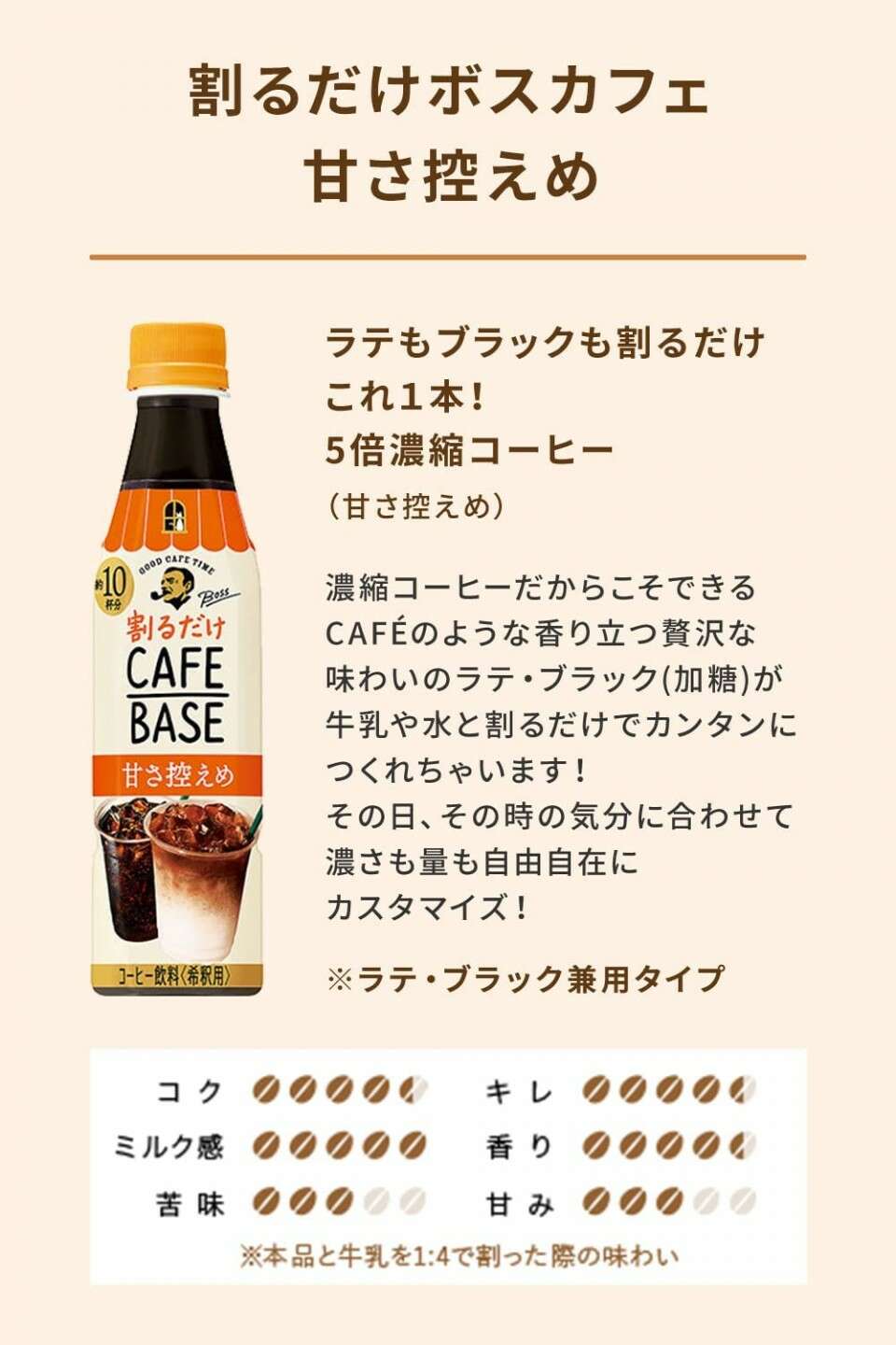  【ボスカフェベース（甘さ控えめ）】の特徴・魅力