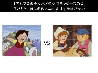 【アルプスの少女ハイジ vs フランダースの犬】子どもと一緒に名作アニメ、おすすめはどっち？